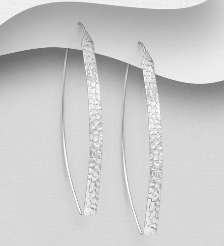 Sterling Silver Contemporary Hammered Hook Earrings