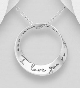Sterling Silver "I Love You... I Love You More"  Pendant