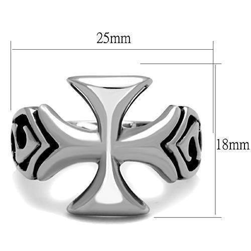 High Polished Knights Templar Design Stainless Steel Biker Ring