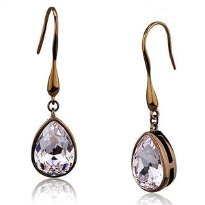 Coffee Light Stainless Steel Earrings with Top Grade Crystal in Light Peach