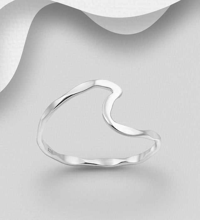 Sterling Silver Wave Effects Design Ring